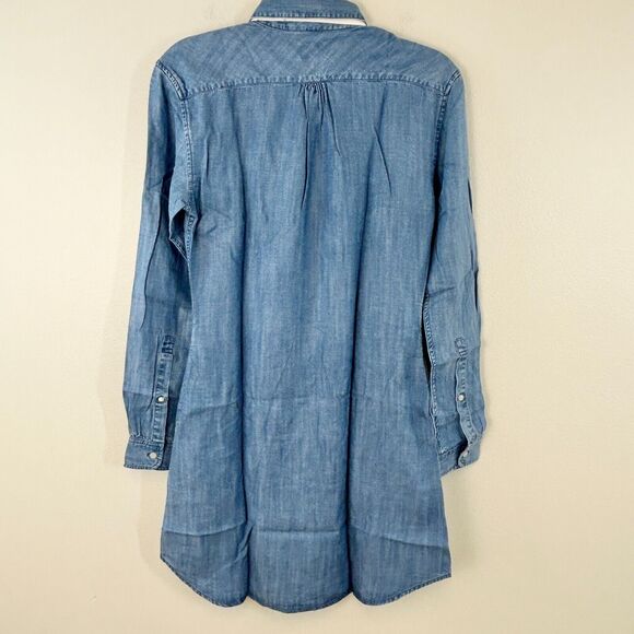 Untuckit Dress Womens 0 Long Sleeve Denim Button Up Shirtdress Pockets Stretch - Picture 2 of 14